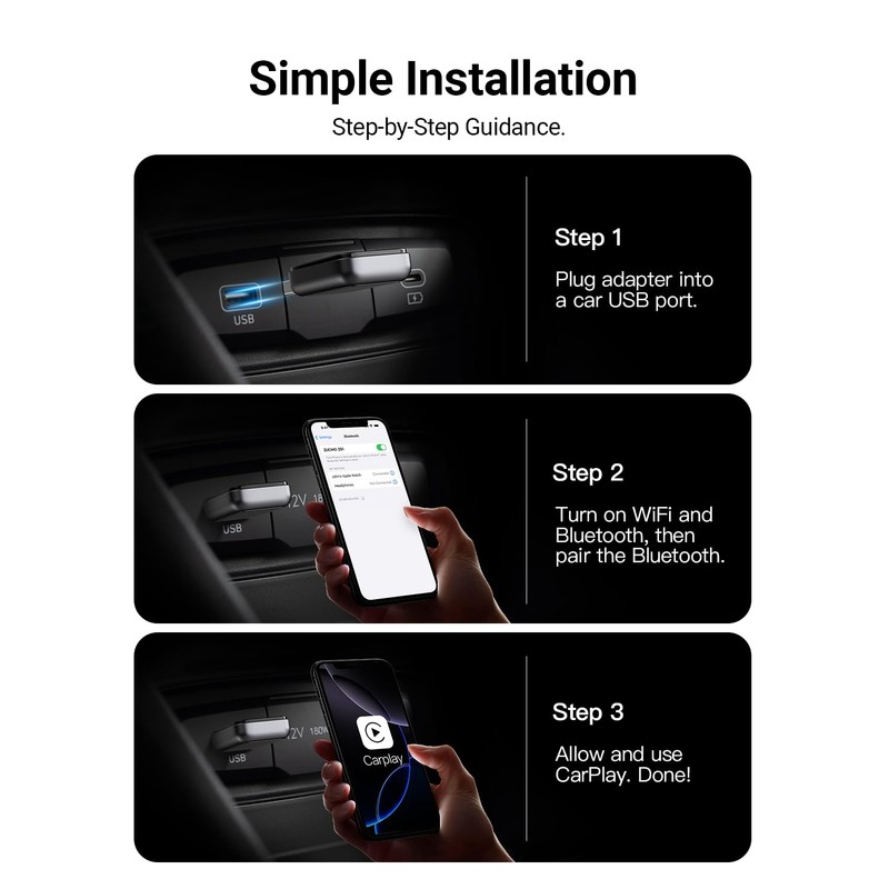 ZUCWO Wireless CarPlay Adapter - Seamlessly Convert Wired to Wireless