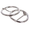 Single Prong Round Double Circle O-Ring Belt Buckle, Silver