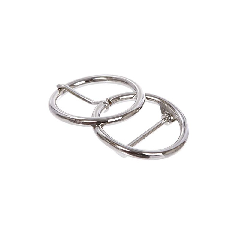 Single Prong Round Double Circle O-Ring Belt Buckle, Silver