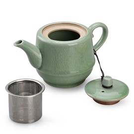 Amoysanli Teapot with Infuser Ceramic Tea Pot with Removable Stainless Steel Fliter for Loose Tea 15.80 OZ/450ml (1-2cups) Teapots for Tea Coffee Milk for Office Home Men Women as Gift(Pink Cyan)