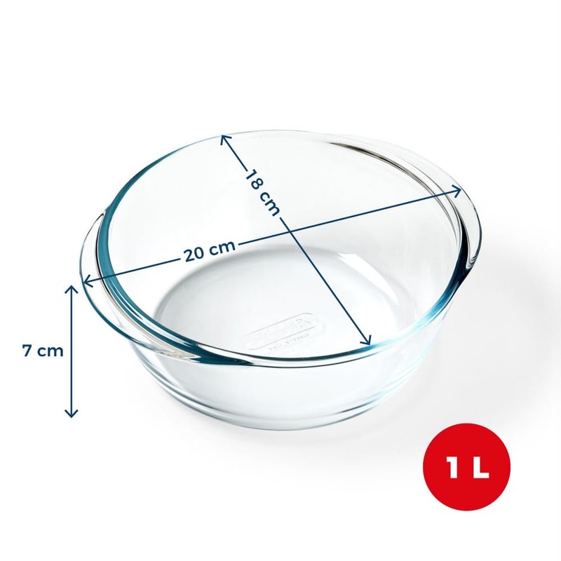 PYREX Preware 20cm Round Glass Casserole Dish 1.1L
