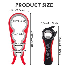 Pack of 2 Jar Openers, Screw Cap Openers, Bottle Opener for Seniors, 5-in-1 and 4-in-1 Multifunctional Jar Opener, Twist Cap Opener Design for Can Openers, Weak Hands, Seniors, Arthritis