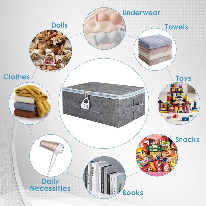GUOYIHUA Storage Box with Lid Fabric, Lockable Box, Folding Box