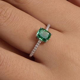 Michooyel S925 1.5ct Cushion Cut Cubic Zirconia Engagement Rings For Women Green Diamond Wedding Ring Promise Ring Sterling Silver Wedding Band