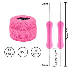 Kurtzy Colourful Crochet Yarn (42 Balls) - 2 Crochet Hooks Included (1mm & 2mm) - Each Thread Ball Weighs (5g/0.18oz) - Total of 1512m/1680 Yards of Coloured Cotton Yarn