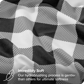 Bare Home Twin XL Sheet Set - College Dorm Size - 1800 Ultra-Soft Microfiber Twin Extra Long Bed Sheets - Deep Pockets - Easy Fit - 3 Piece Set - Bed Sheets (Twin XL, Buffalo Plaid - White/Black)