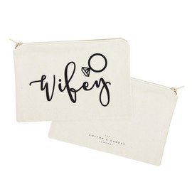 The Cotton & Canvas Co. Wifey Wedding Cosmetic Bag, Bridal Party Gift and Travel Make Up Pouch
