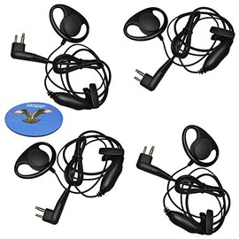 HQRP 4-Pack D Shape Earpiece Headset PTT Mic for HYT Radio Devices TC-500 / TC-508 / TC-518 / TC-600 / TC-610 / TC-620 / TC-700 / TC-700ExPLUS / TC-850 + HQRP Coaster