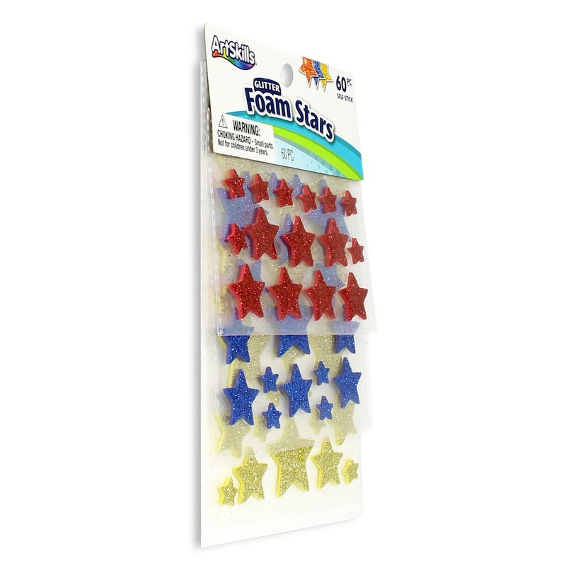 ArtSkills Self Adhesive Glitter Star Shape Foam Stickers, Peel and