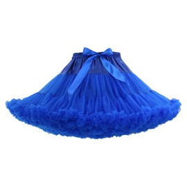 Colyanda Womens 3-Layered Pleated Tulle Petticoat Tutu Puffy Party Cosplay Skirt(Royal Blue)