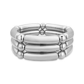 YBMYCM 5PCS Gold Chunky Bangles Bracelets for Women Gold Plated Stackable Layered Curved Bamboo Tube Stretch Bracelets Bangle Gift Jewelry, Large, Metal, no gemstone