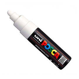 Posca Uni PC-7M Marker Art Pen Large Ball Tip, 5-5.5 mm - White