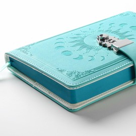 ZXHQ Diary with Lock for Women Girls, Colorful Lock Journal, Refillable Leather Journal Writing Notebook, Size A5(21 × 15cm) Grass green