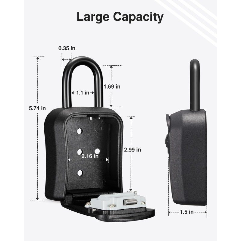 Puroma Lock Box Combination Key Lock Box, Wall-Mounted Portable Storage