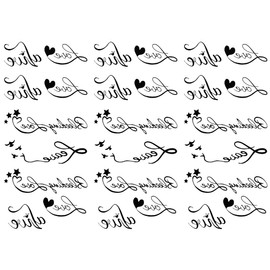 King Horse hm547 Tattoo Stickers, Letter Heart, Regular Size, Pack of 3