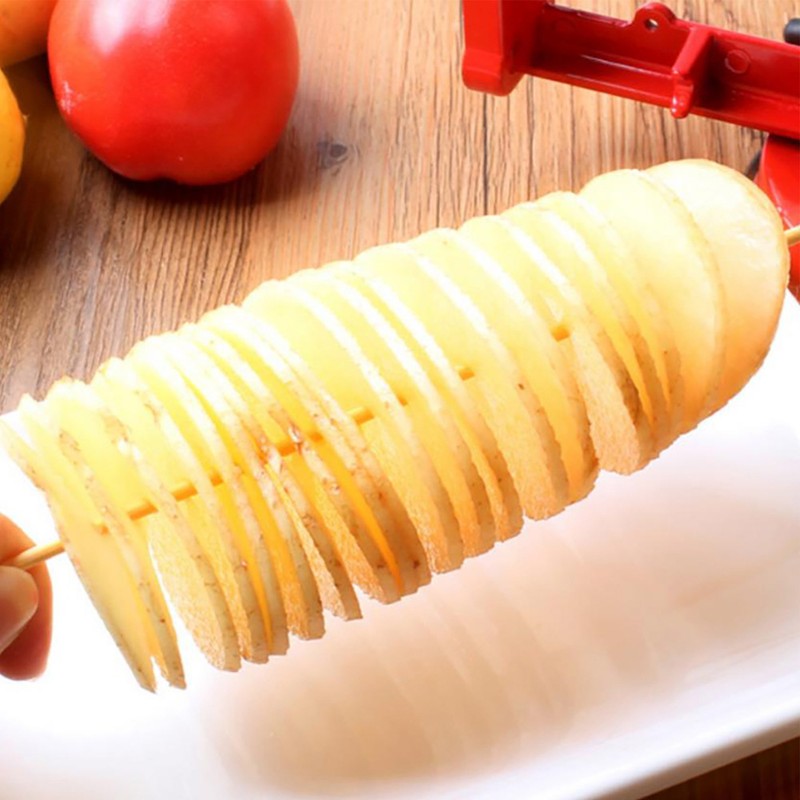 Spiral Potato Cutter Hand Crank Stainless Steel Alloy Rubber Food
