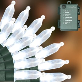 LAMPHOME Christmas Lights 6 Pack 18 Feet 50 LED White Mini String Lights with 8 Modes Waterproof Tree Lights for Xmas Outdoor Holiday Party Garden Decor, White