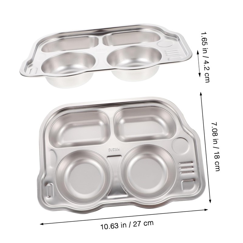 Ciieeo Stainless Steel Dinner Plate Compartment Children's Plate for Family