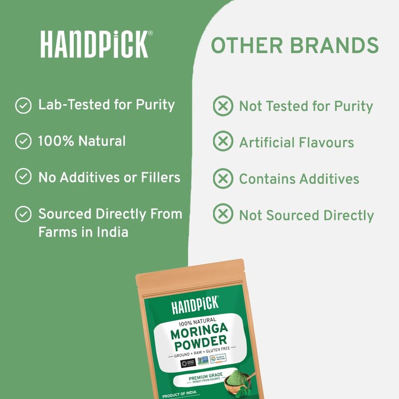 HANDPICK, Moringa Powder (500g/17.6oz) Pure Moringa Oleifera/Moringa Leaves | Resealable