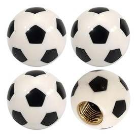 GAOLAOSY 4PCS Football Style Car Tire Valve Stem Caps, Dustproof Air Leakage Proof Tire Valve Stem Cover, Universal Vehicle Exterior Decoration Accessories for Car Truck SUV Bicycle (Soccer)