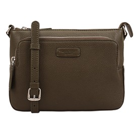 Lloyd Baker London – DEVAL Double-Zip Leather Crossbody Bag: Women's Functional Design in 100% Genuine Full-Grain Leather- BURNT OLIVE (Dark Green)
