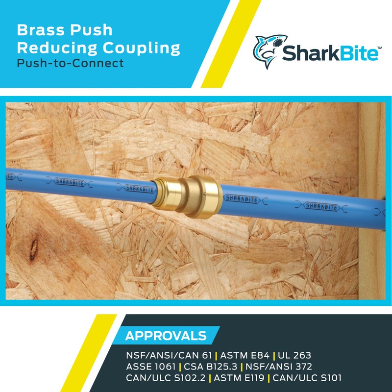 SharkBite 3/4 Inch x 1/2 Inch Reducing Coupling, Push to