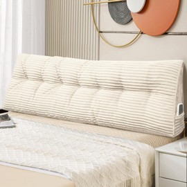 PITCTCHIC Headboard Pillow King, Triangular Pillow Headboard Bed Wedge Pillows for Reading and Resting, Daybed Pillows for Sitting up with Removable Cover, Cream