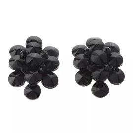 neXxtten Black Tone Metal Crystal Clip-On Earrings ER1292-JET