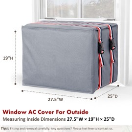 UNUN Window Air Conditioner Covers for Outside , AC Unit Covers Outdoor 27.5W x 19H x 25D Inches