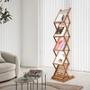 Bamboo Magazine Rack Literature Display Stand Height Adjustable Floorstanding