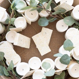 100 Handkerchiefs Wedding Embossed (10 x 10) Unique Moments for Tears of Joy White Gold