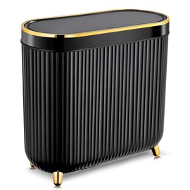 Supteron Bathroom Trash Can with Lid 3.1 Gallon Narrow Trash Can Small Plastic Trash Bin 12 Liter Rectangular Plastic Garbage Can with Press Type Lid for Bedroom Bathroom
