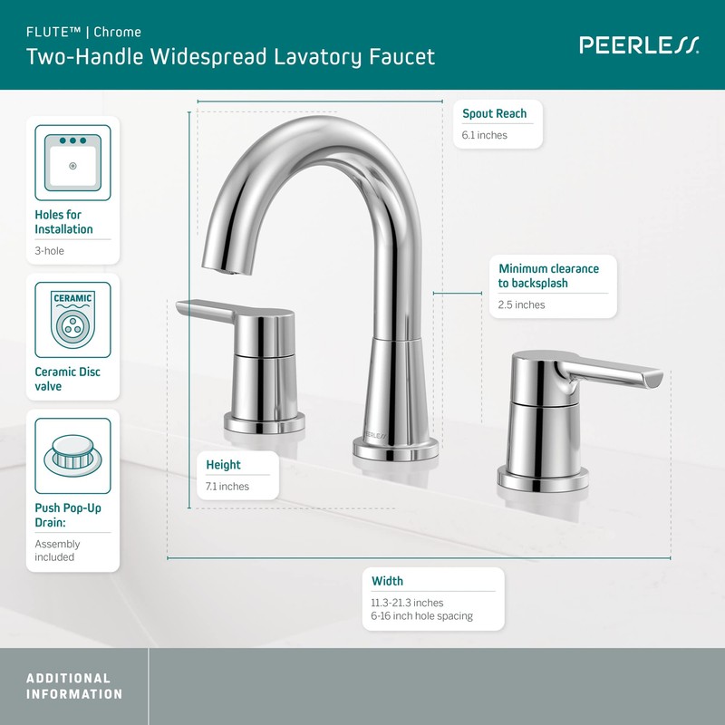 Peerless P3512LF Flute Bathroom Faucet, Chrome