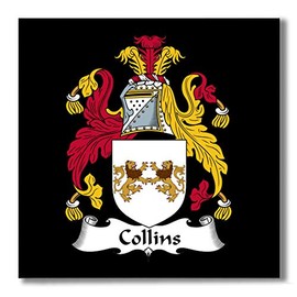 Carpe Diem Designs Collins Family Crest/Coat of Arms Ceramic Tile for Coaster, Hot Plate, Trivet or Decorative Accent