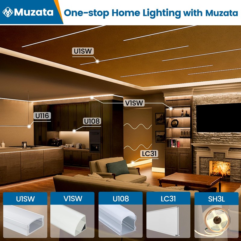 Muzata 10Pack 3.3FT/1M Excellent Spotless LED Channel System with Milky