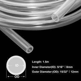 iMeistek Flexible Plastic Hose 8mm Inner Diameter x 12mm OD 1.5m Length Food Grade PVC Hose Clear Vinyl Hose for Water and Air Transfer
