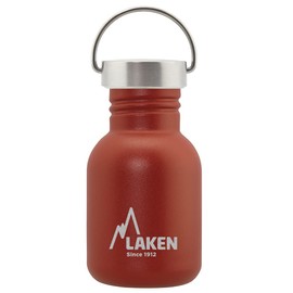 Laken Basic Stainless Steel Bottle, Water Bottle, Wide Opening with Stainless Steel Screw Cap, BPA-Free, 0.35 L, Red