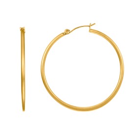 Heideman women's hoop earrings, 40, made of stainless steel, silver, gold or rose gold colour, matte stud earrings for women, hoop earrings with clip mechanism, folding creole 40 mm, Stainless Steel