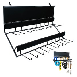 Century Drill & Tool, 2-tier pegboard rack space saver #03198 – perfect for garage organization, store garden equipment and tools, hanging crafts & jewelry, retail, product display (1 Pack)