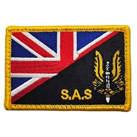 SAS British UK Union Jack Flag Patch [3.0 X 2.0 -Hook Fastener Backing - SB11]