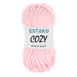 Estako Cozy Thick & Quick Yarn 20% Wool 80% Acrylic Soft Super Bulky Weight #6 Knitting and Crocheting Yarn 3.52 oz (100gr) 65 yds (60 m) (53029-Baby Pink)
