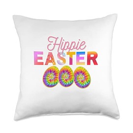 The Easter Shop Hippie Easter Colorful Tie Dyed Eggs Throw Pillow, 18x18, Multicolor