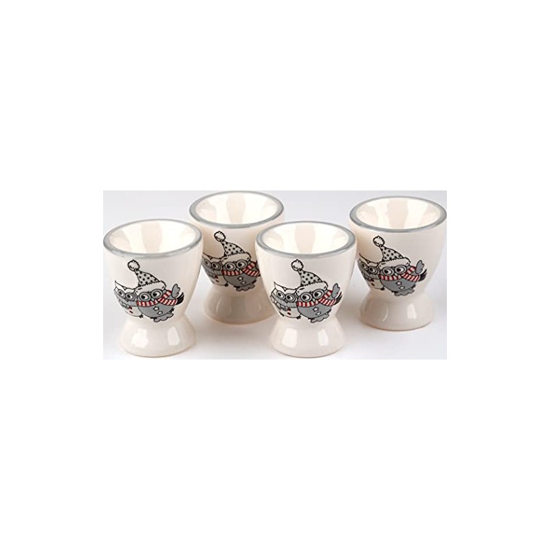 BWG Set Of 4 Winter Owl Egg Cups - Christmas