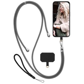 moex Unleash für Nubia RedMagic 10 Air Handyband zum Umhängen ohne Hülle, Handykette Universal mit Karabiner, Handy Band abnehmbar, Kette mit Pad für Handyhülle, Grau, Silber