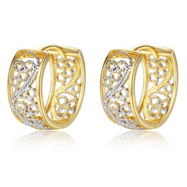 MIKAMU 14K Gold Earrings for Women Dainty Gold Plated Filigree Flower Lace Earring for Women Jewelry