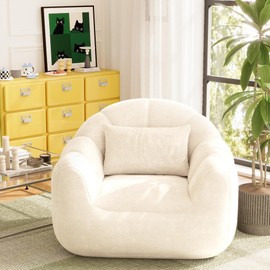 Homall Bean Bag Chair, Oversized Bean Bag Couch with Shredded Sponge Filler, Pumpkin Shaped Large Floor Sofa for Gaming, Reading, Relaxing in Living Room and Bedroom (Beige)