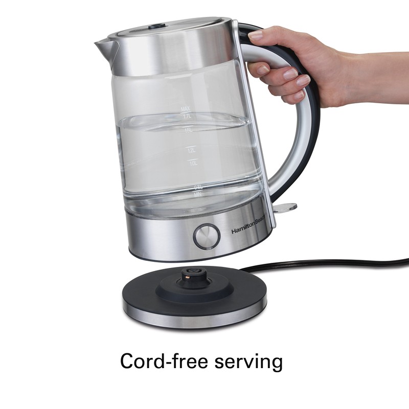 Hamilton Beach Modern Glass Electric Tea Kettle, Water Boiler &