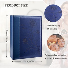 Miaikoe Photo Album 6x4 300 Photos Slip in, Extra Large Capacity Leather Cover Wedding Family Picture Albums Holds 300 Horizontal 10x15cm Landscape Photos(Blue)
