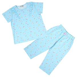 Sanrio 291447 Kids' Short Sleeve Pajamas, Cinnamoroll, 55.1 inches (140 cm), Water Absorbent, Quick Drying, Loungewear, For Children, With Name Space on Tag