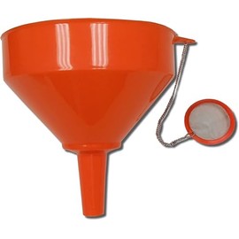 King Kooker 8" Plastic Cooking Oil Funnel with Attached Reusable Stainless Steel Mesh Filter, Multi